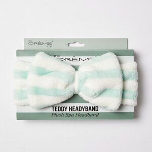 🎀 NWT The Crème Shop Plush Teddy Headband | Mint & White Stripe